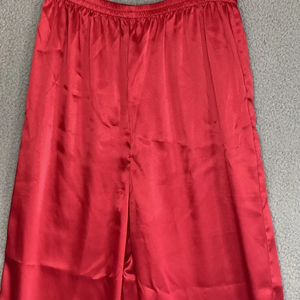 Vintage Victoria’s Secret Gold Label Red Pajama Set L/S Satin Pants Sz Large